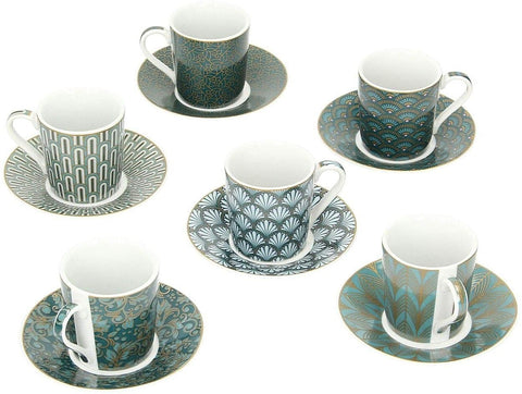 EASY LIFE Set of 6 porcelain coffee cups and saucers R0126#CMED