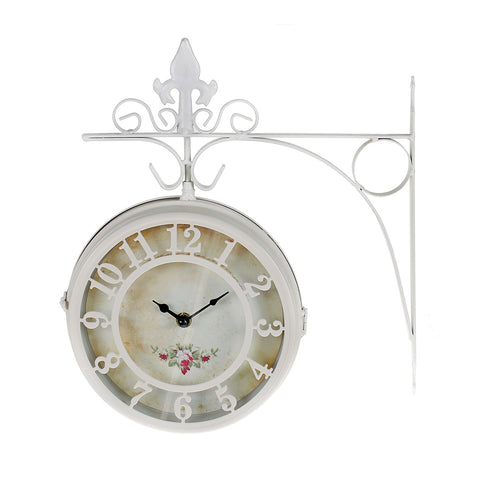 INART White metal wall station clock 31.5x10x36 cm 3-25-021-0007