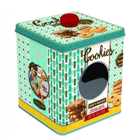 EASY LIFE Tin box for biscuits with window COOKIES 13x13x14,5 cm
