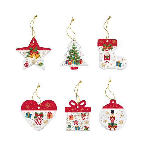 EASY LIFE Set de 6 décorations de sapin de Noël en porcelaine r2187#chor
