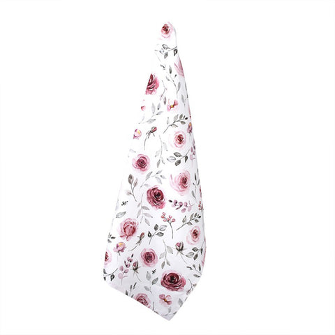 CLAYRE &amp; EEF Spring torchon en coton blanc fleurs roses 50x70cm