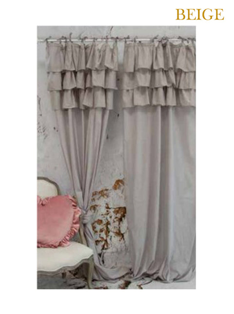 L'ATELIER 17 Cotton voile window curtain with rouches, "Etoile" Shabby Chic Collection 5 variants 135x290 cm