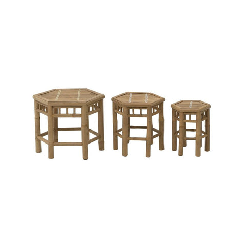 Inart Ensemble de trois tables basses en bambou naturel 50x43xH40 cm