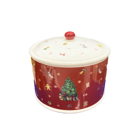 MAGNUS REGALO Pot de Noël avec couvercle DELIGHT porcelaine rouge H15 cm