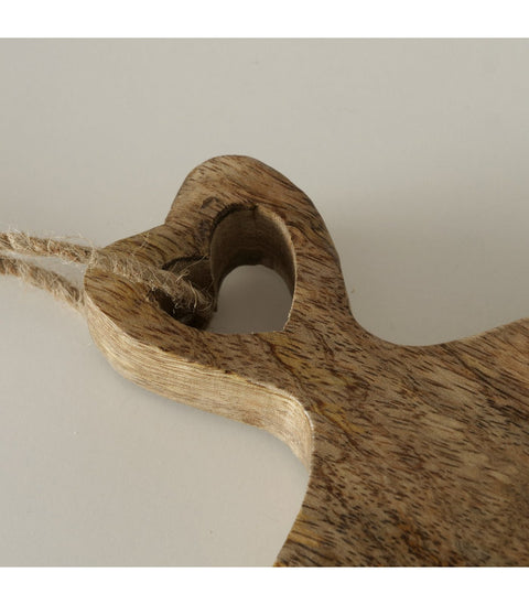 Boltze Planche à découper de cuisine ronde avec coeur en bois de manguier sculpté et corde naturelle "Elov" Country Style - Scandinave D23x30xh3 cm