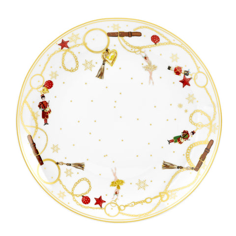 Fade Piatto da portata natalizio in porcellana bianco/oro "Star" D30cm
