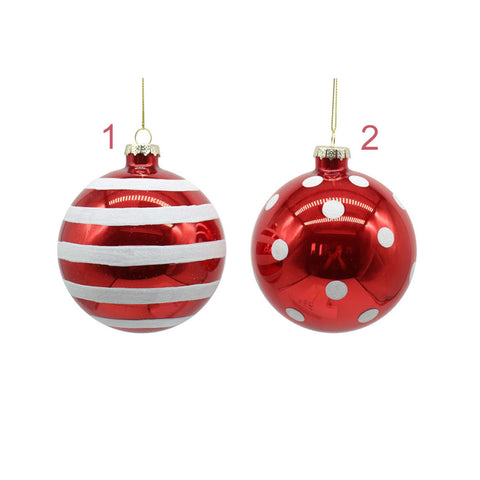 VETUR Sfera natalizia palla per albero di natale rossa in vetro 2 varianti D10cm