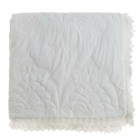 Blanc Mariclò Double quilt with "Lace" lace edge 250x260 cm