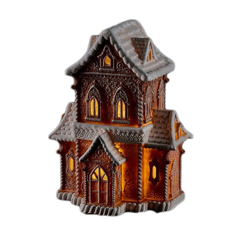 EDG Gingerbread house decoration with LED Christmas decoration brown resin H37 cm