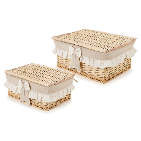 Nuvole di Stoffa Wicker basket with Shabby Chic bow 2 variants (1pc)