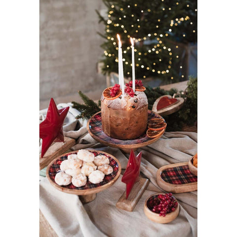 Blanc Mariclò Oval tartan mango wood tray “Carol of Bells”