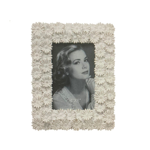 L'ARTE DI NACCHI Cornice portafoto con fiorellini resina bianco 17,5x2x23 LK-55