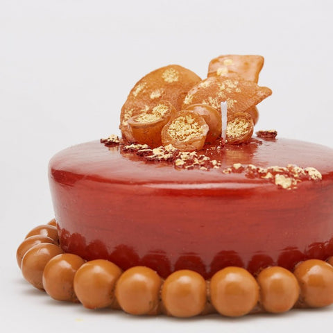 Edg Candela decorativa a forma di torta choco marrone con cedro h9 Ø15,5 cm