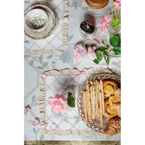 Nappe en coton Blanc Mariclò Shabby "Floral Twist" 180x180 cm