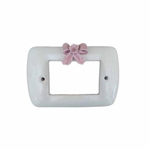 NALI' Decorative plate for wall switch with pink bow 10x14cm LF56ROSA