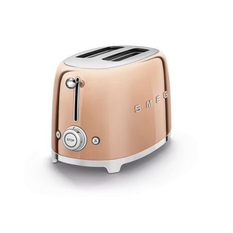 SMEG Rose Gold Stainless Steel 2 Slice Toaster 950W TSF01RGEU