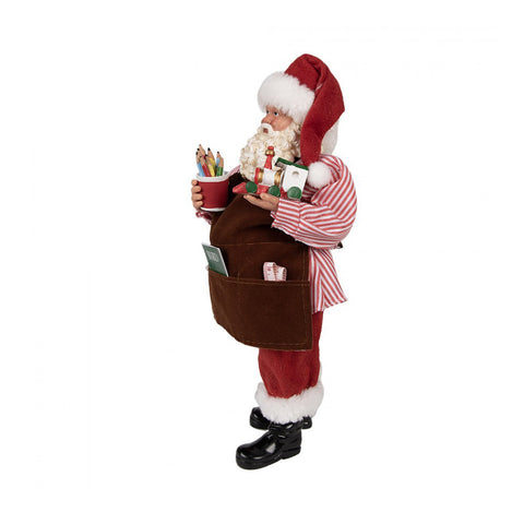 Clayre &amp; Eef Figurine de Noël Père Noël avec train 16x8xh28cm