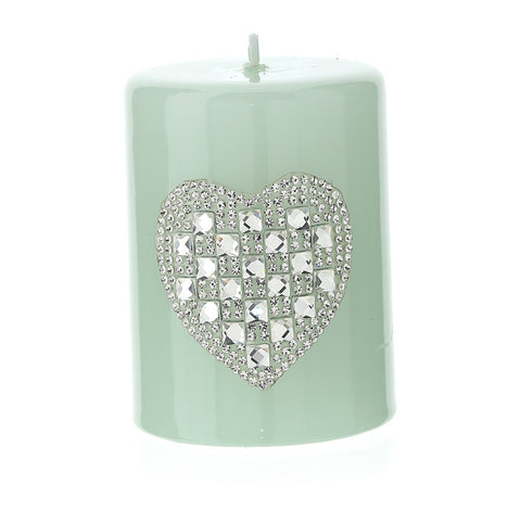 HERVIT Snot candle with green lacquered paraffin crystal heart 6x8 cm