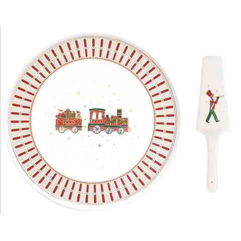 EASY LIFE Panettone Christmas cake plate "POLAR EXPRESS" with scoop Ø32 cm
