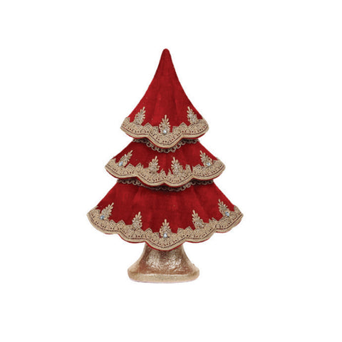 GOODWILL Christmas Tree Decoration bordeaux velvet rhinestones and gold embroidery 59 cm