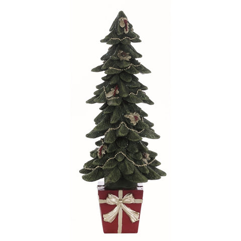 BLANC MARICLO' Decoro natalizio albero di natale verde e rosso in resina H 30 cm