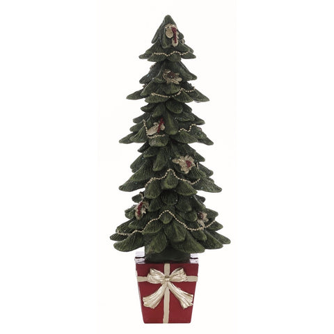 BLANC MARICLO' Décoration de Noël Sapin de Noël vert et rouge en résine H 30 cm