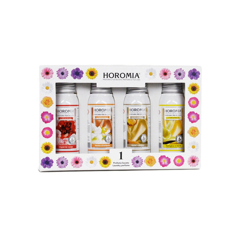 HOROMIA Coffret cadeau 4 parfums de lessive concentrés 50 ml 4 senteurs fleuries