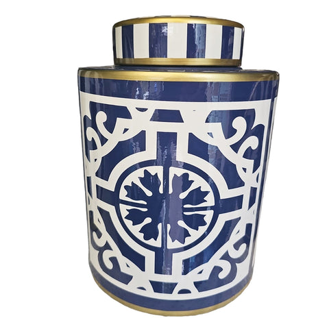 Fade Low potiche vase in striped porcelain "Eros"