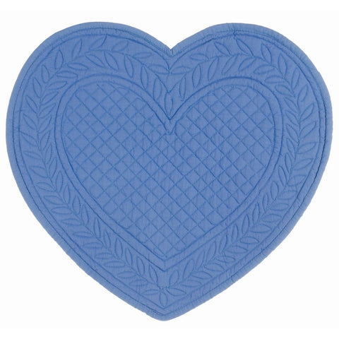BLANC MARICLO' Set 2 CARMEN light blue quilted effect heart placemats 30x32cm