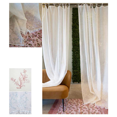 L'ATELIER 17 Curtain with tulle and floral embroidery "STARLET" 3 variants