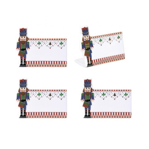 EASY LIFE Set 4 segnaposti natalizi con schiaccianoci in porcellana 9x3,5x6,5 cm