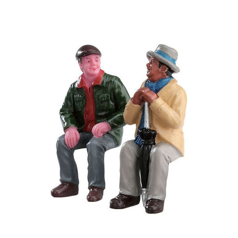 LEMAX Set de deux personnages pour village "Chatting With Old Friends" en résine