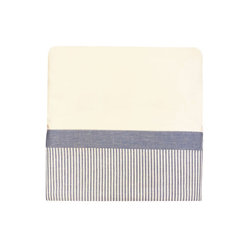 BIANCO PERLA Parure de lit double pur coton blanc et bleu clair 250x290 cm