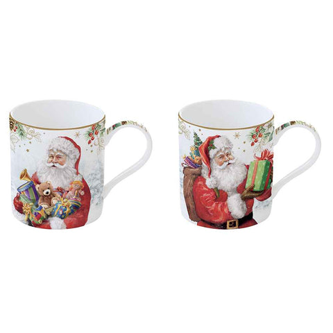 Easy Life Set de 2 mugs en porcelaine "Le Père Noël arrive" 350 ml