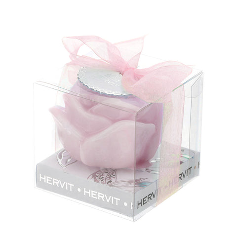 HERVIT Pink mauve lacquered pink candle with gift box Ø4,5x3 cm