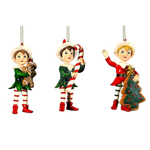 VETUR Decorazioni natalizie elfo in poliresina per albero di natale 12 cm 3 varianti (1pz)