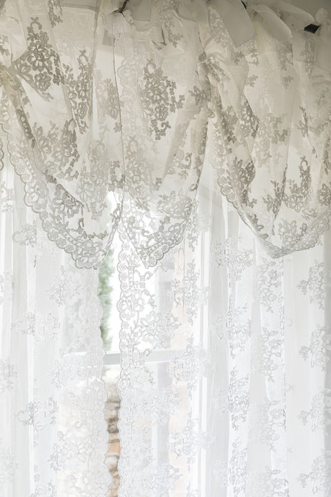 CHEZ MOI White bedroom valance in Flora lace and cotton Made in Italy