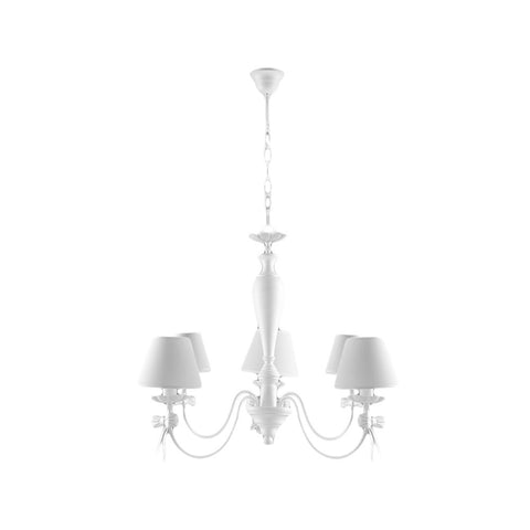 BRULAMP Suspension chandelier 5 lights with lampshades and bows