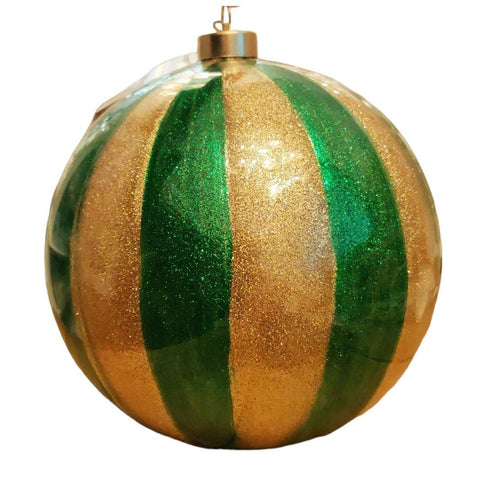 EDG Enzo De Gasperi Grande boule de Noël en verre doré et vert à suspendre Ø17 cm