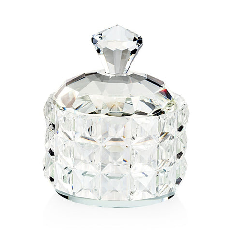 EMO' ITALIA Round box with lid ICE crystal jewelery box 14x17cm