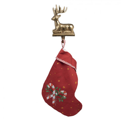 Clayre &amp; Eef Gold Reindeer suspender belt with hook for stockings 12x7x21 cm