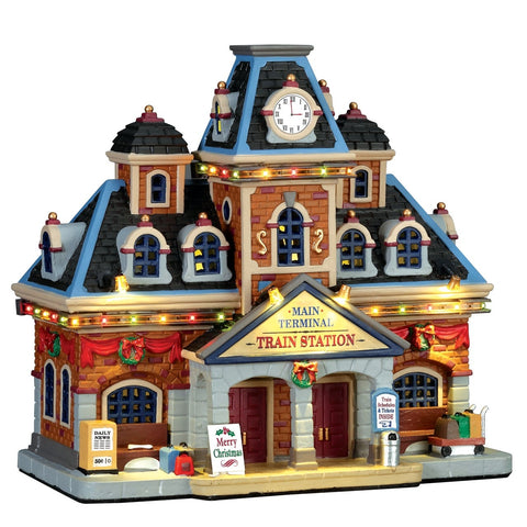LEMAX Train Station Terminal for Christmas Village with Porcelain Lights