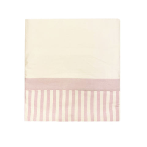 PEARL WHITE Double bed sheet set in pure white cotton with pink stripes 250x290 cm
