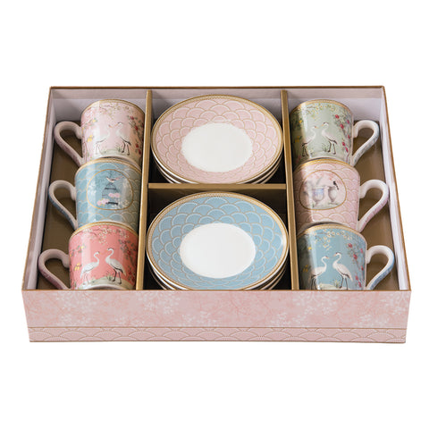 EASY LIFE Set 6 coffee cups + porcelain saucer JARDIN DE REVES box 100 ml