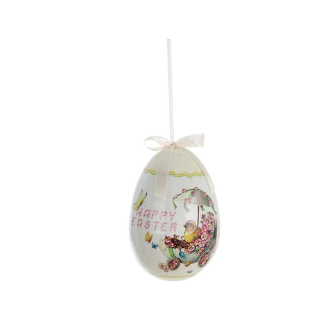 BLANC MARICLO' Decorazione uova albero Pasqua fiori e pulcini rosa 7x7x10 cm