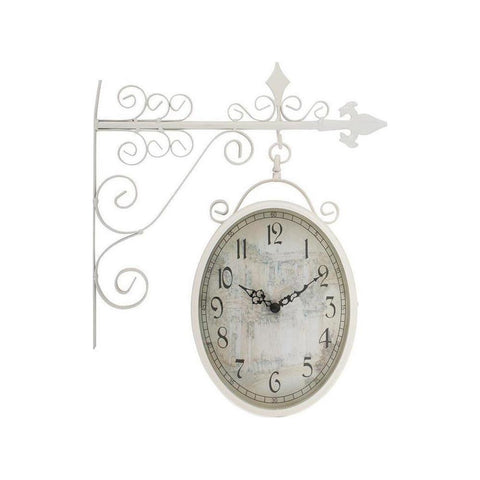 INART White metal wall station clock 36x9x45 cm 3-25-021-0105