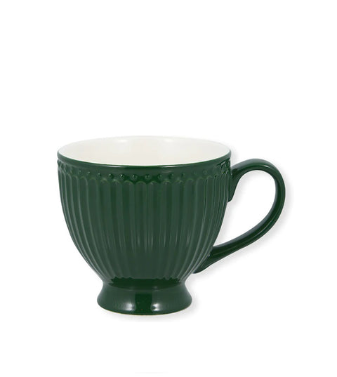 GREENGATE Tea cup with handle ALICE in green porcelain L 0,4 Ø 11,5 cm