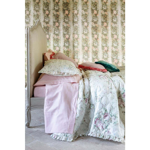 Blanc Mariclò White double quilt with JARDIN DE ROSES frill 260x260 cm