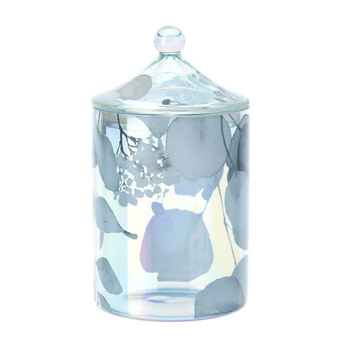 Hervit Blue floral glass container "Botanic Pagoda" D9.5xh18 cm