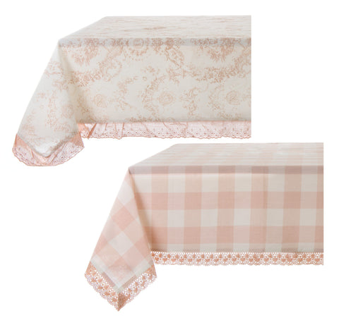 BLANC MARICLO' Nappe coton QUEEN MERY nappe rose 150x280 cm A28715